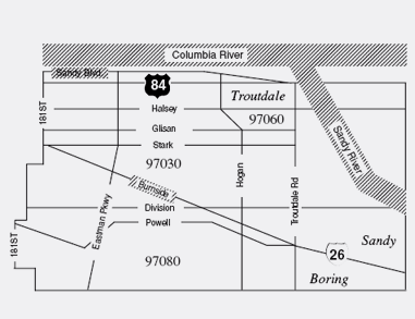 Map of East Multnomah area