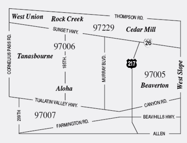 Map of East Washington area